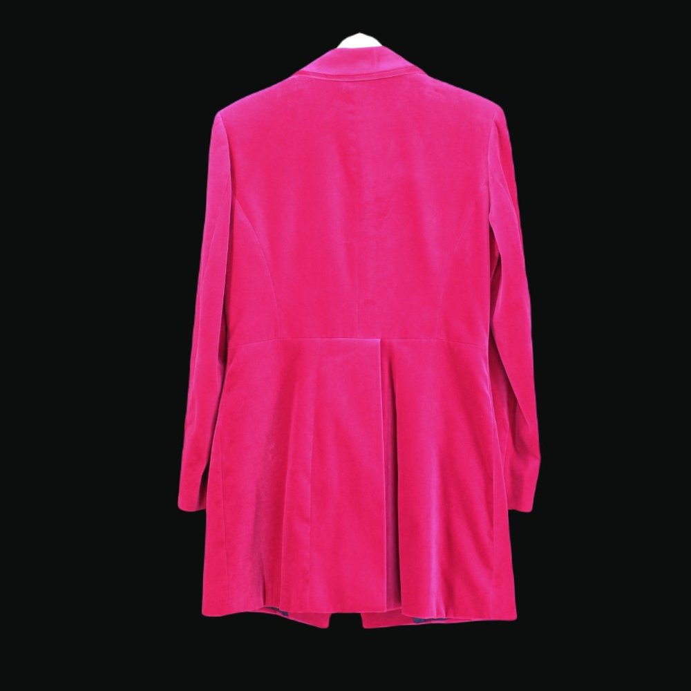 J Peterman Velvet Jacket Riding Coat Long 3 Button Equestrian Tailored Fuschia - Picture 8 of 9